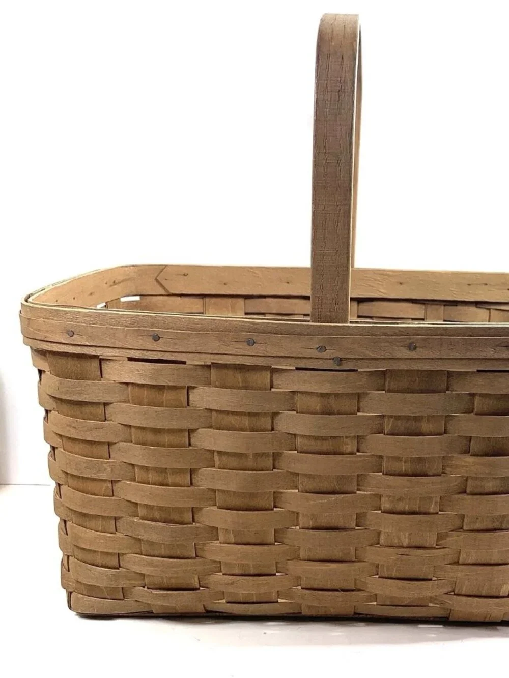 Vintage 1985 Longaberger Single Handle Brown Basket 16” Tall x 16” L x 11.5” W